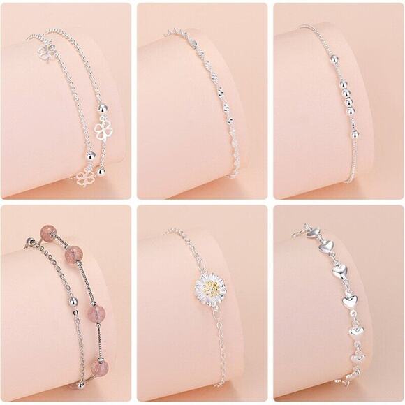 Silver Chain Style Ball Geometric Fashion Wrist Bracelets Boho Academia Women - Picture 8 of 11